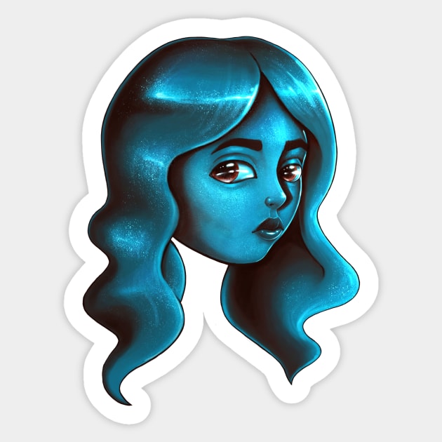 Turquoise Girl Sticker by Yadoking